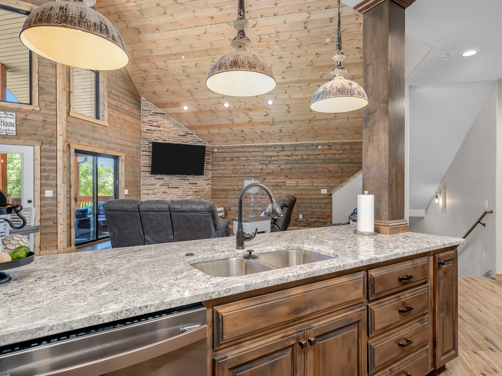 View from kitchen to living area