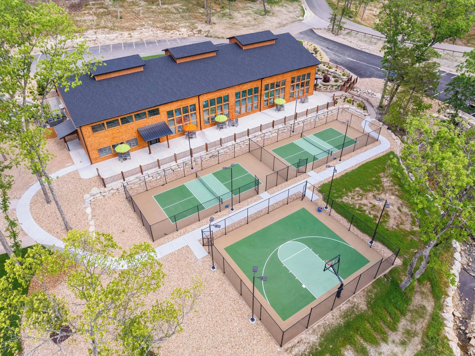 Sports courts and indoor pool.