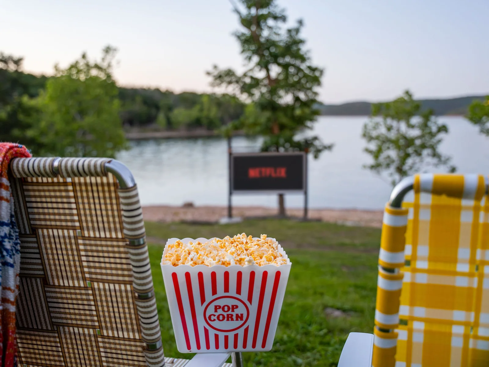 Grab snacks, settle into your seat, and enjoy outdoor movie nights with a front-row view of the lake.