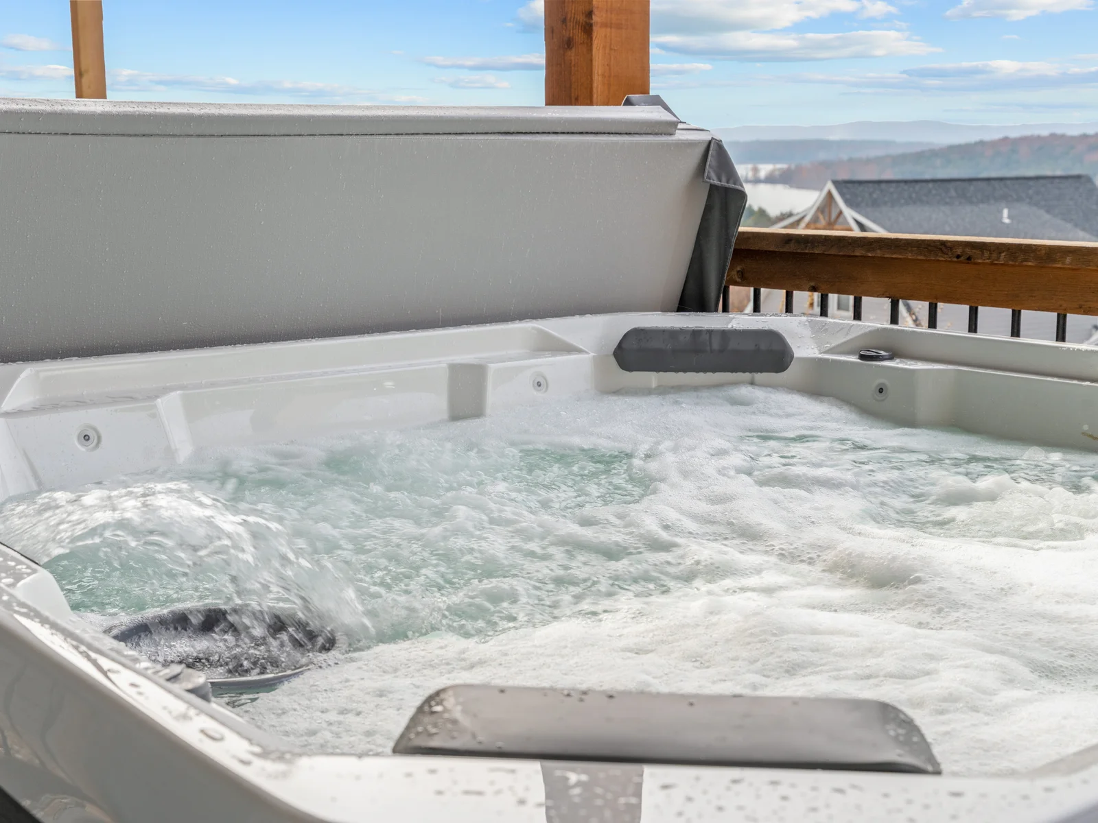 Wellness porch. 7-person Hot Springs Hot Tub overlooking our quiet cove on Table Rock Lake.