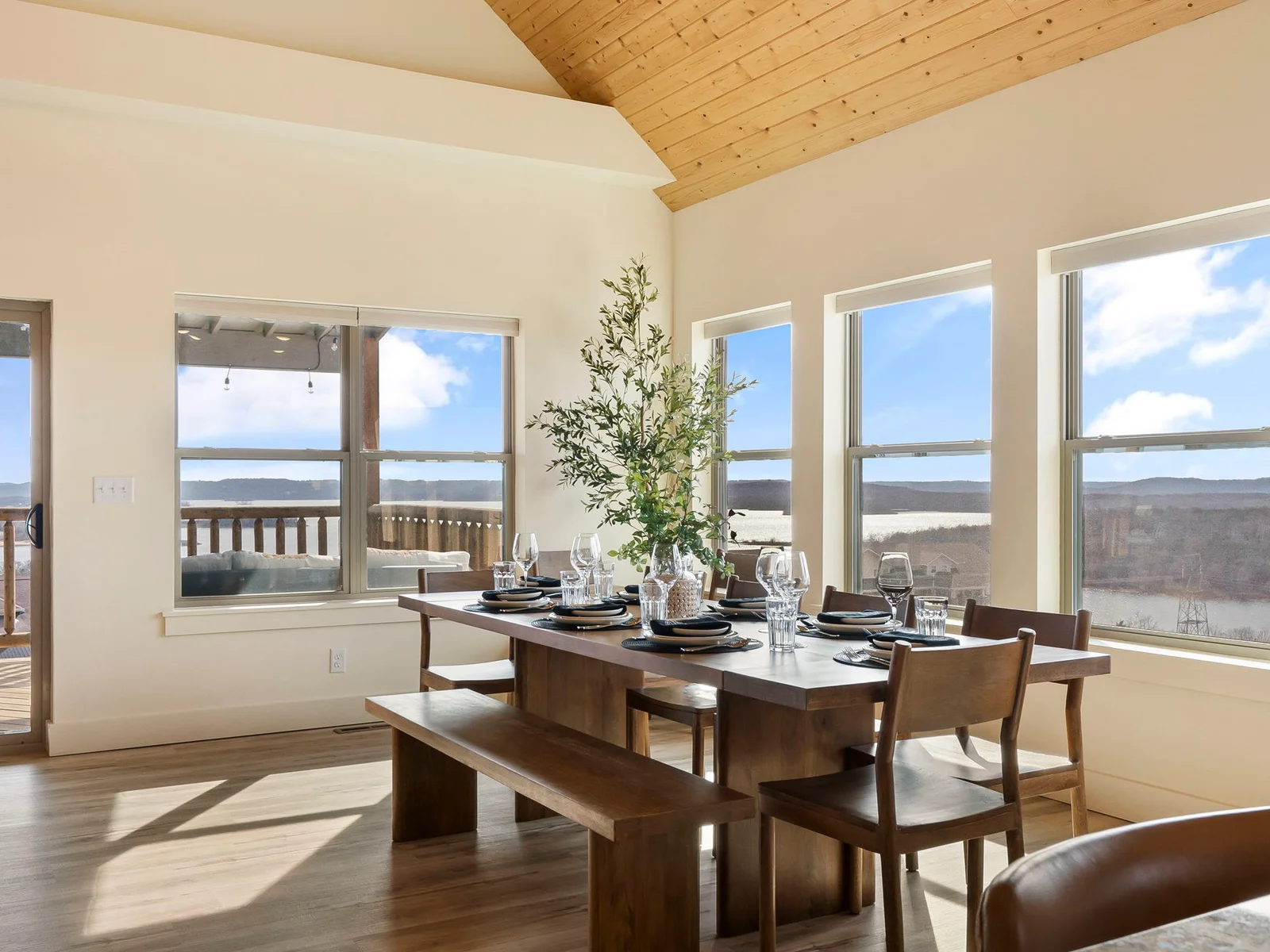 Dinner with a view from the upper level kitchen/dining