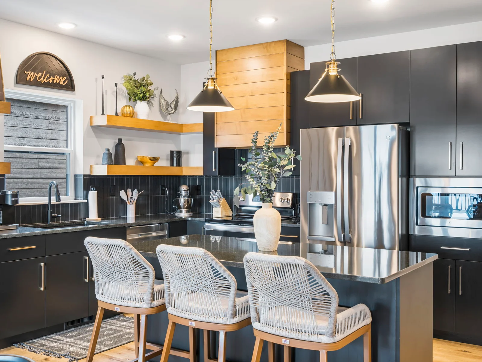 Kitchen with bar seating