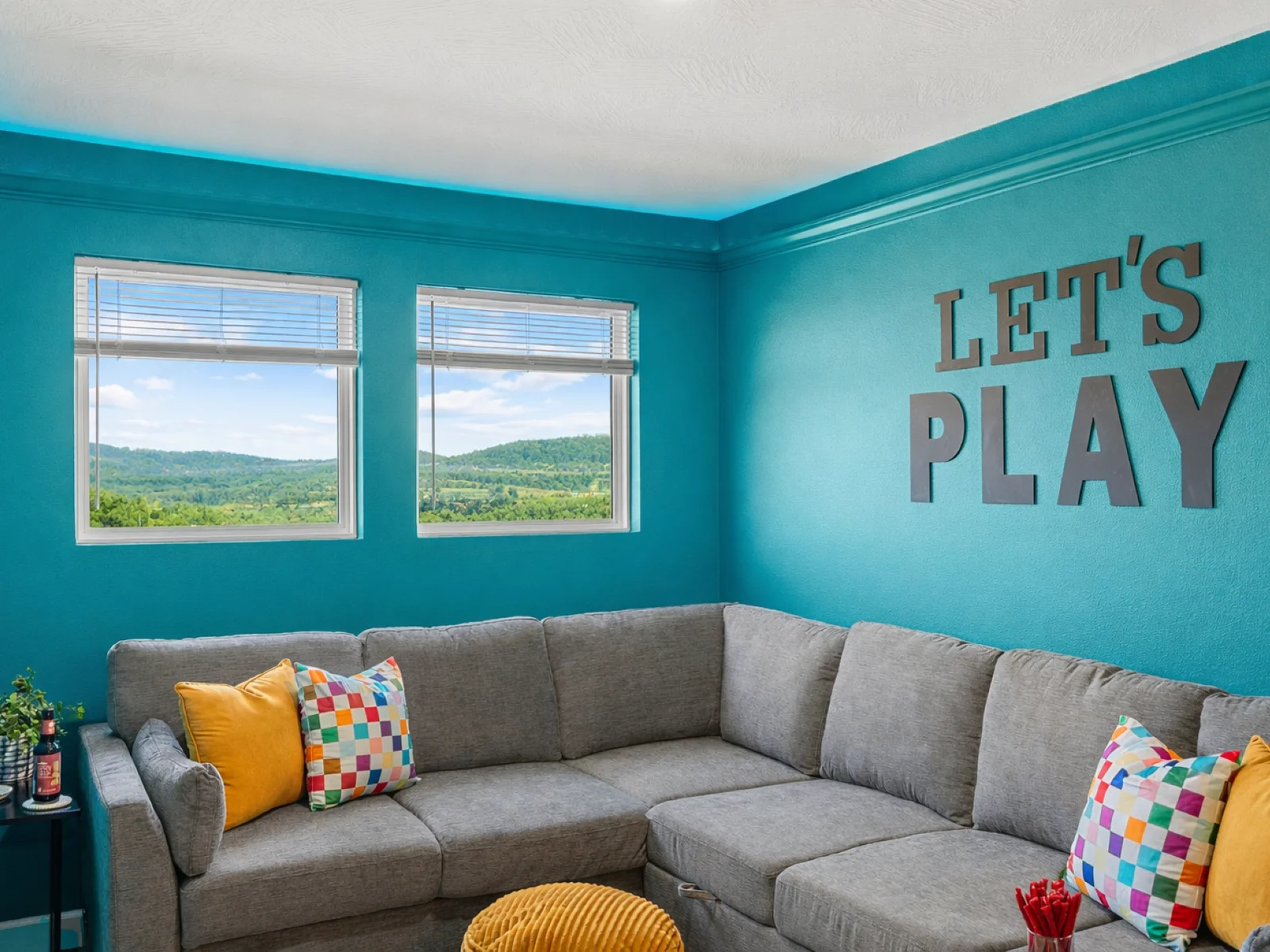 Set the LED lights to your crew's vibe — the second floor game room and family area glow with multicolor surround lighting you control.