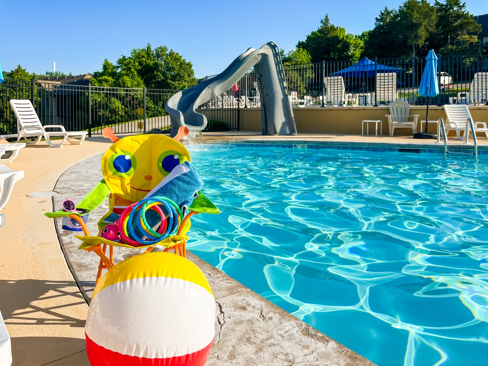 The pool, open mid-May through Mid-September is so inviting and fun.