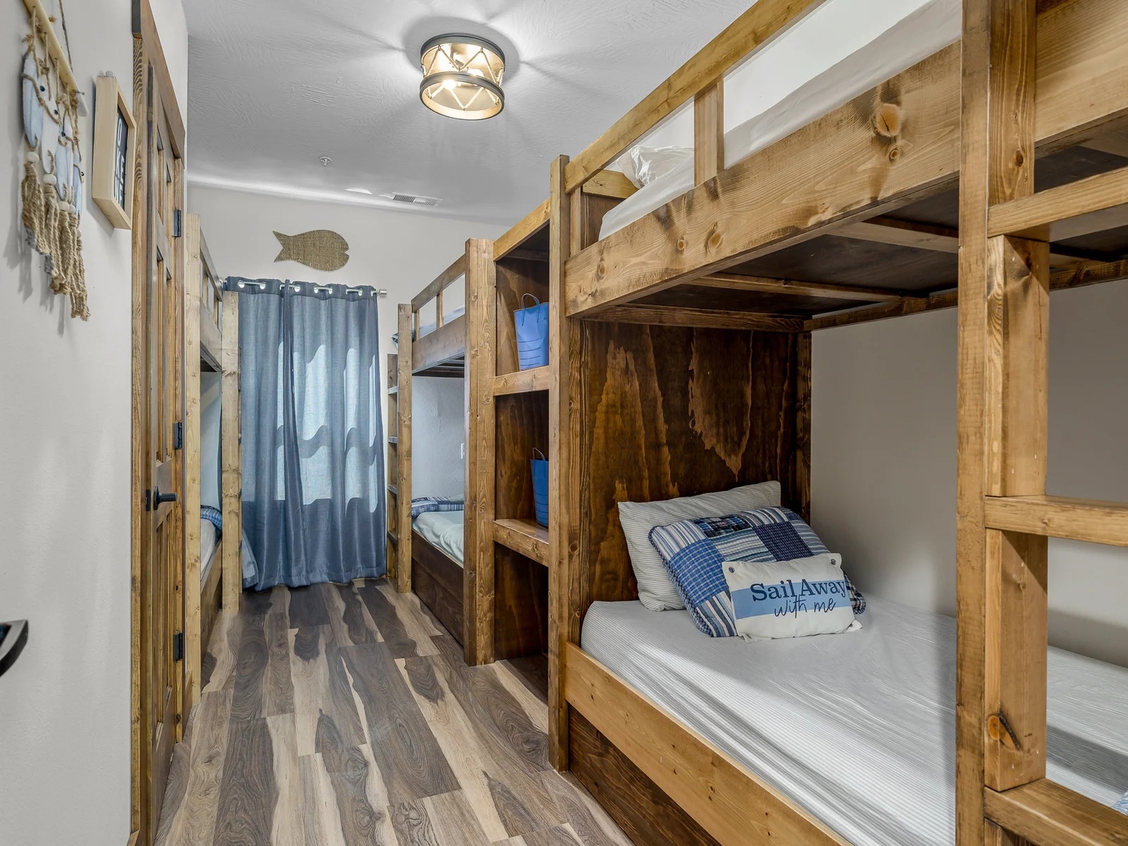Lower level: Avonlea School bunkroom with 6 twin beds and ensuite bathroom