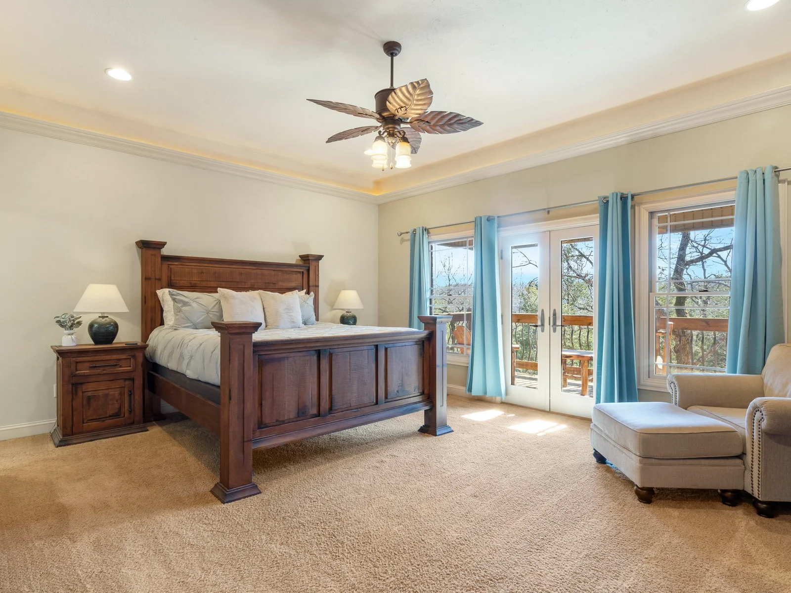 Main level Master King with huge ensuite bathroom, walkin shower, and jacuzzi tub and private balcony
