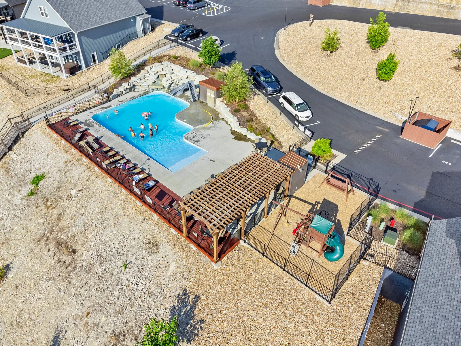Playground right beside the outdoor pool!