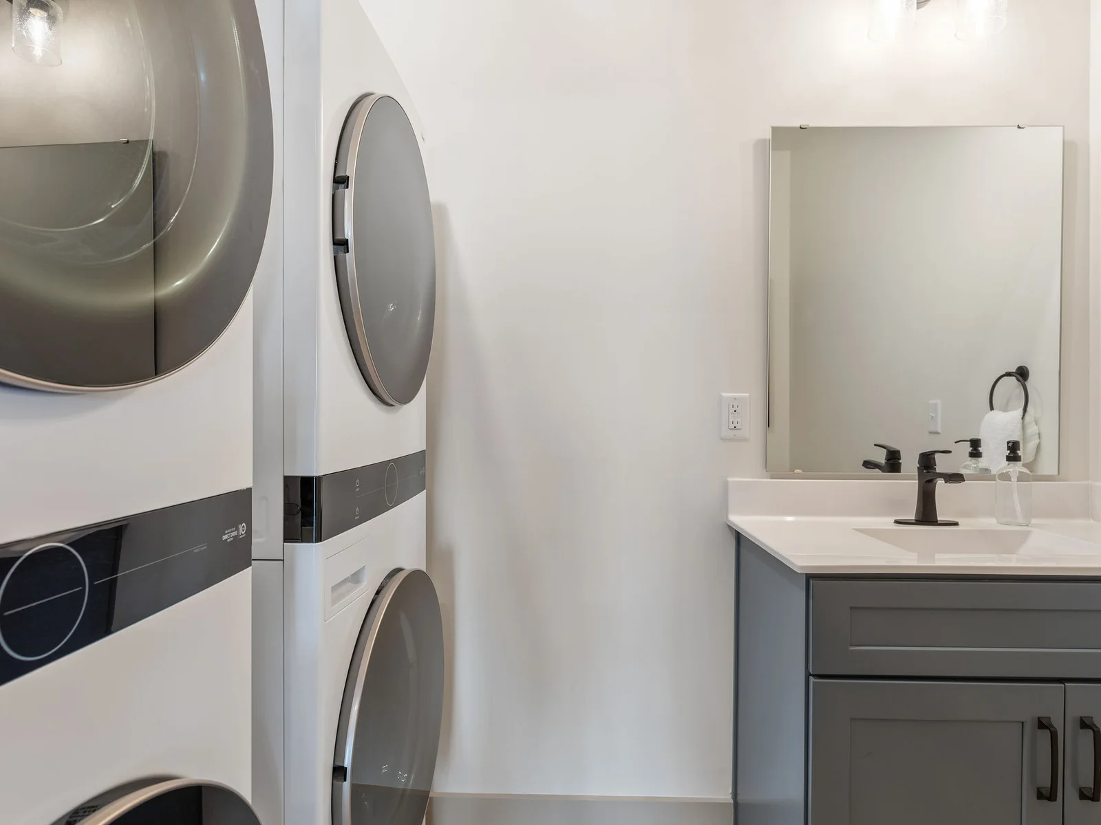 Double set of washers and dryers with bath off lower living room. Another set is located on the main level-for a total of 3 washers and 3 dryers!