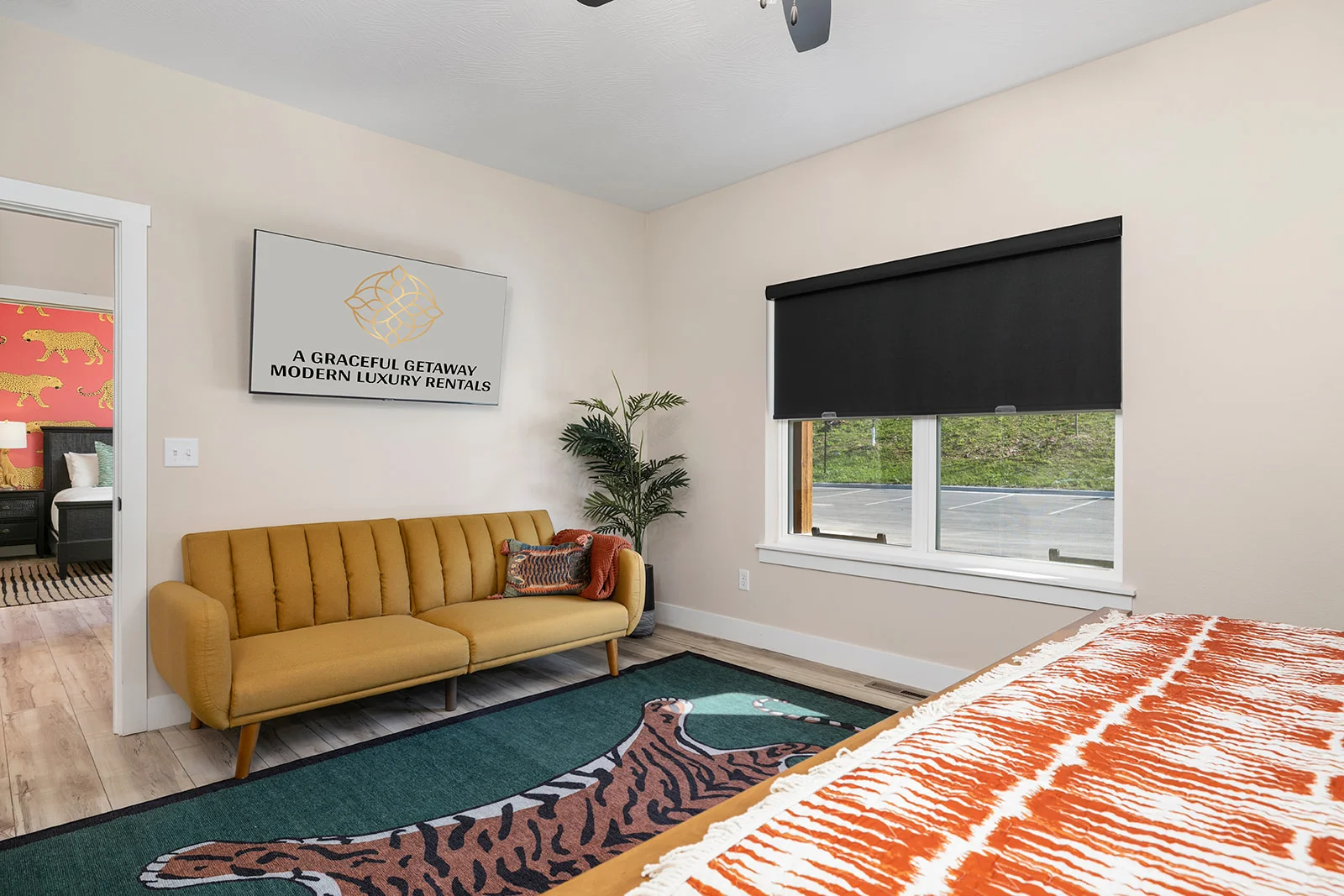 Main level King bedroom & futon w/ ensuite bath