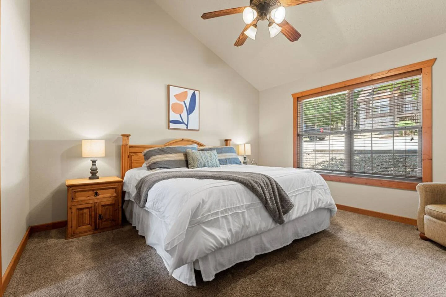 Two Master bedrooms with king bed, dresser, smart tv and their own attached master bath with jacuzzi tub and standalone shower