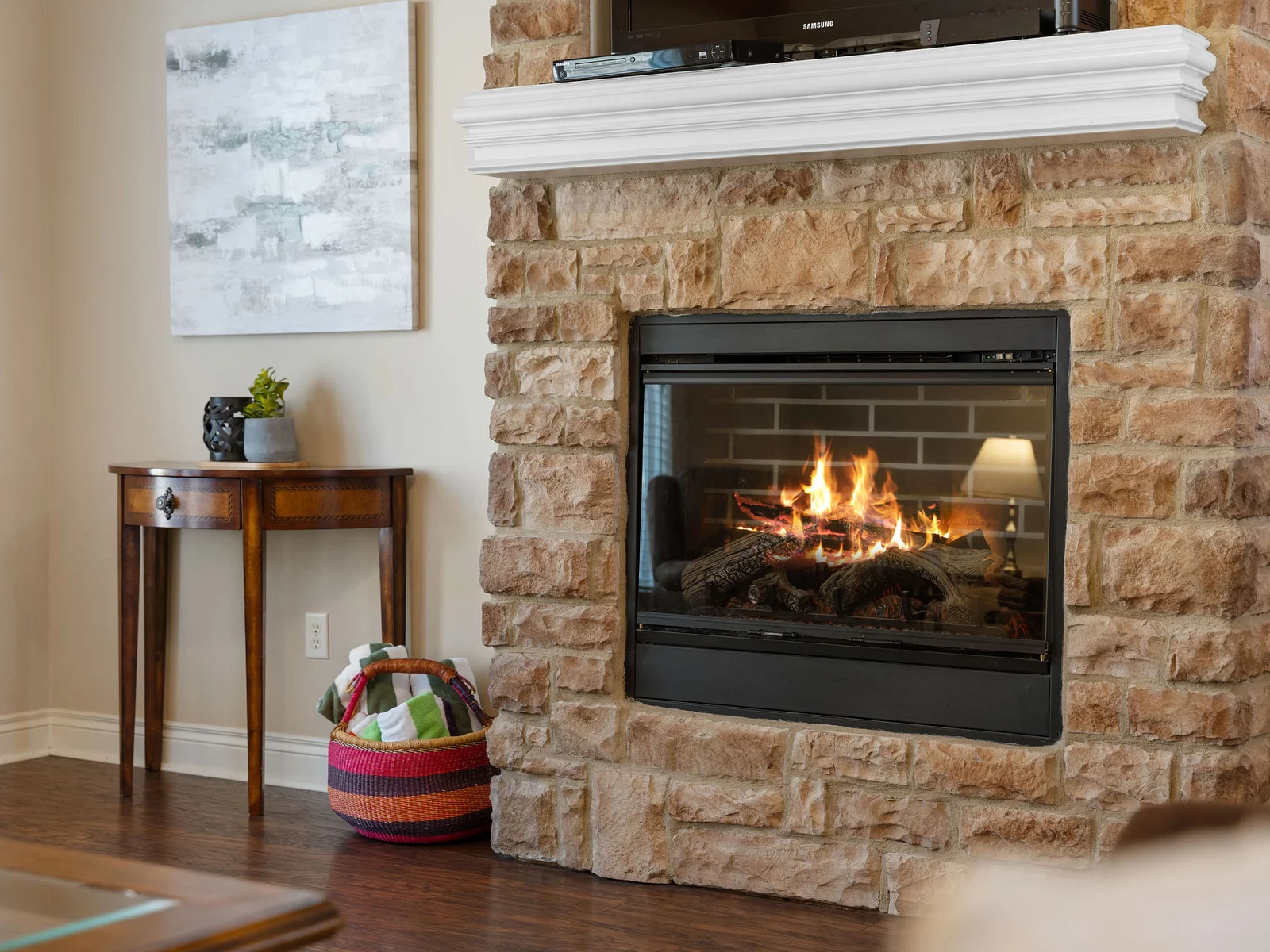 Cozy fireplace