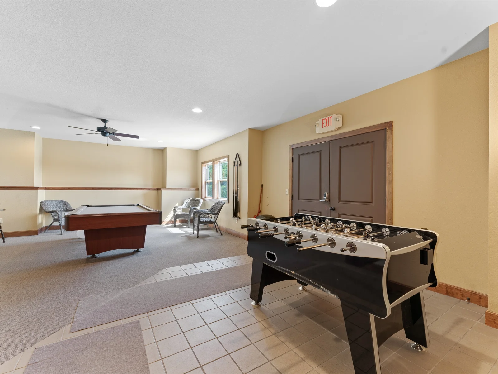 The Clubhouse has a pool table and and fooseball table.