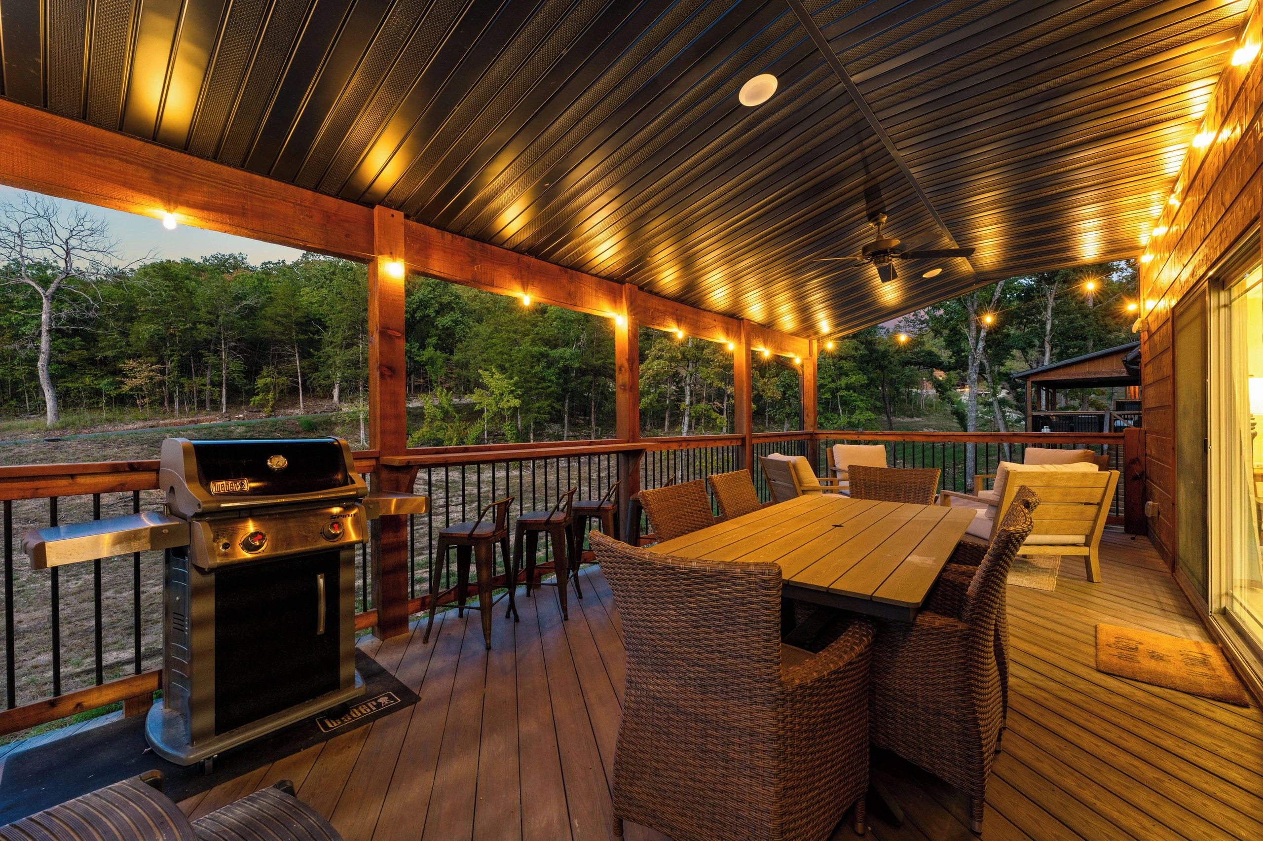 Night soft lighting on private deck.