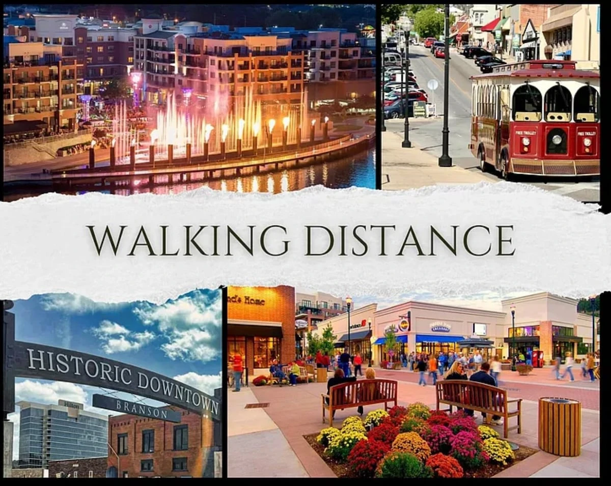 1/2 mile walk or drive to the Branson Landing