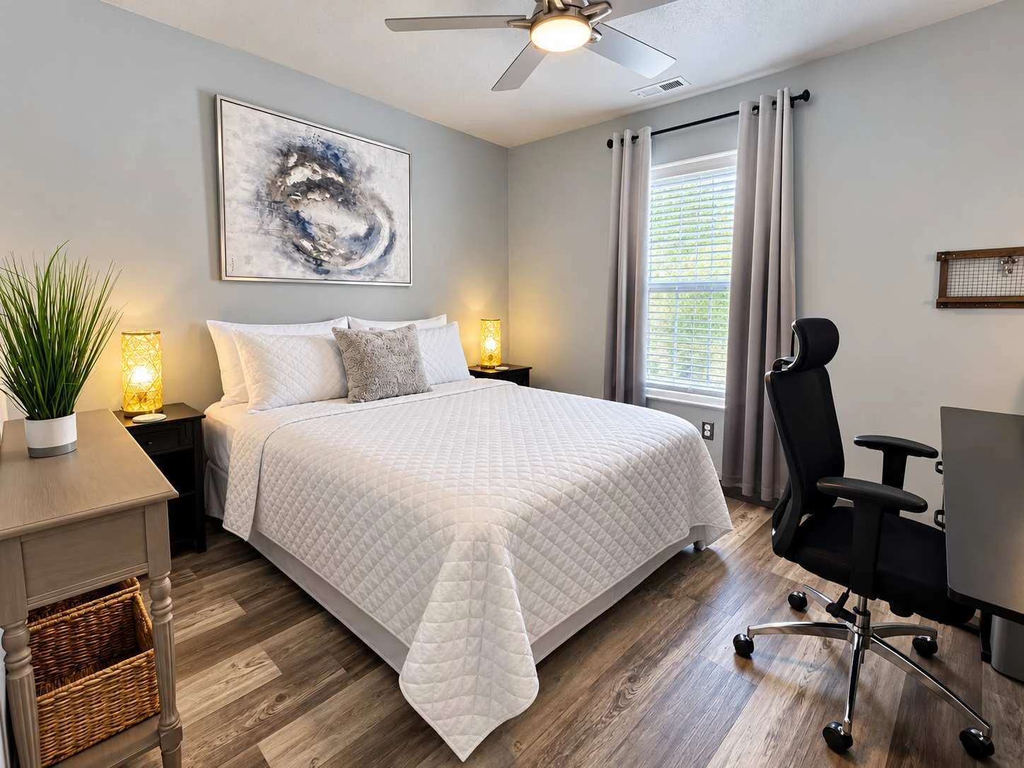1st Queen bedroom with desk work area